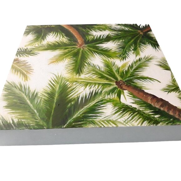 "Under The Palms" Original oil painting on Cradled Wood Panel 1"w x 10"h x 1.5"d - Picture 6 of 6